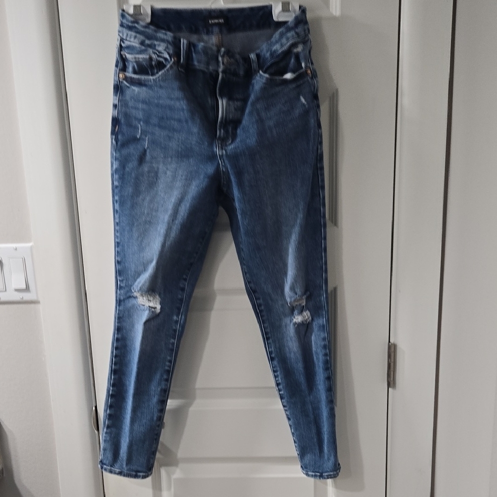 Express Women's Distressed Blue Skinny Jeans